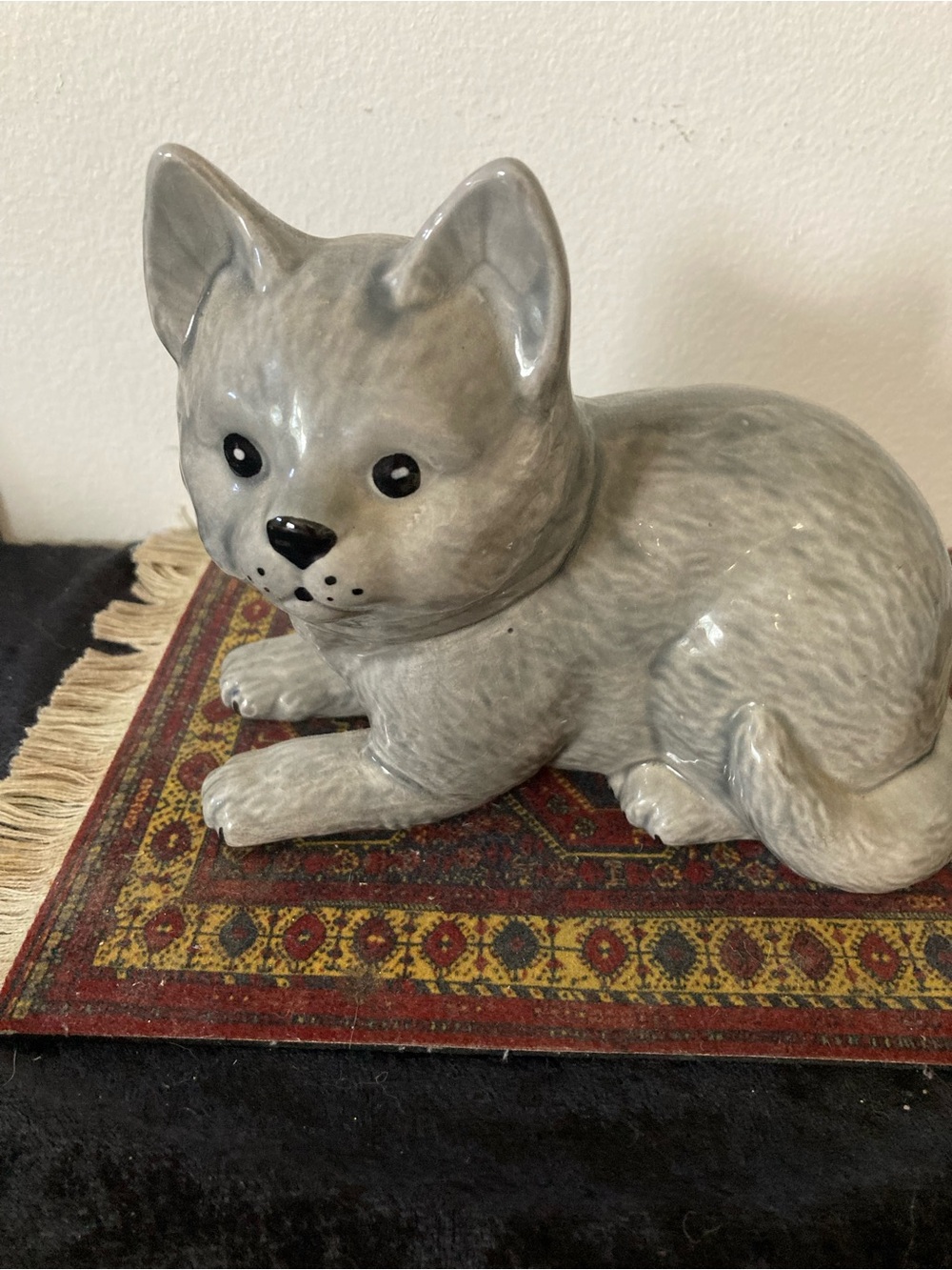 Decorative Grey Ceramic Cat Figurine - Home Accent